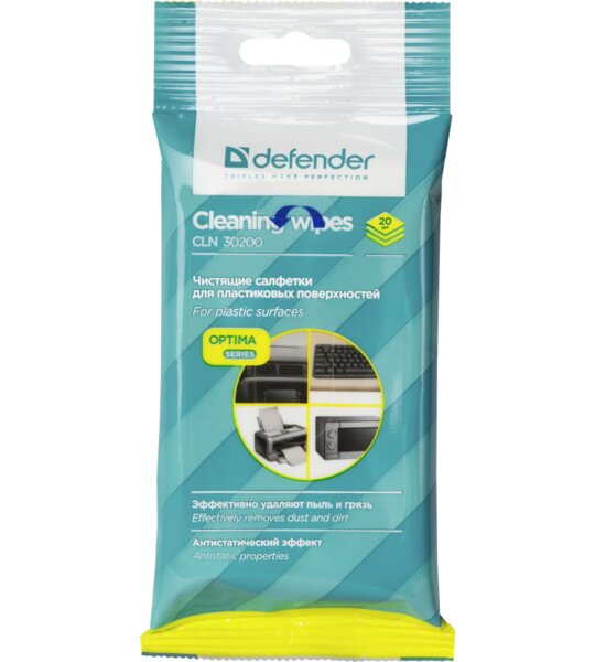 Чистящие влажные салфетки для поверхностей Optima CLN 30200 Defender 20 шт