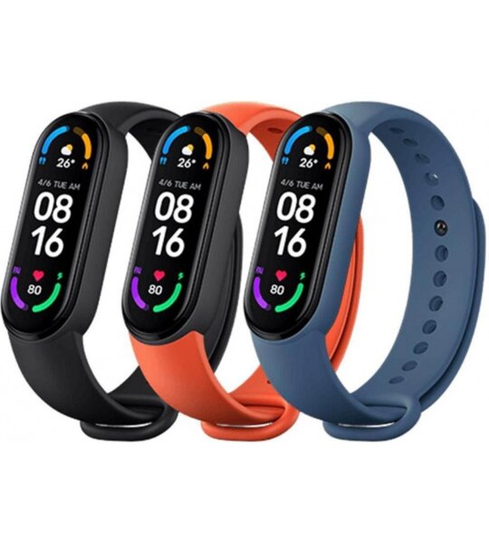 Ремешок Mi Smart Band 6 Strap (3-Pack) black/orange/blue