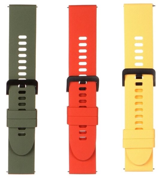 Ремешок Xiaomi Mi Watch (3-Pack) оливковый/красный/желтый